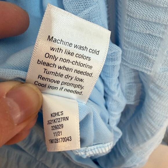 SO Blue Textured Long Sleeve Wrap Bodysuit Women’s XL Feminine Pastel Date Night - Picture 7 of 9